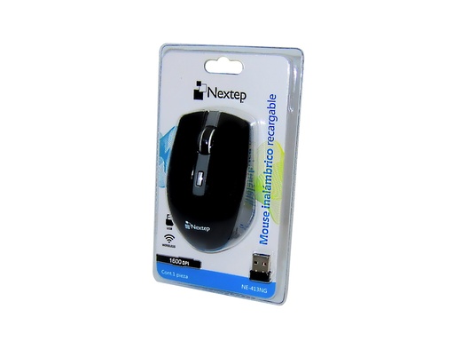 [NE-413NG] Mouse Nextep Inalámbrico Recargable Switch Encendido 1600 dpi Color Negro-Gris